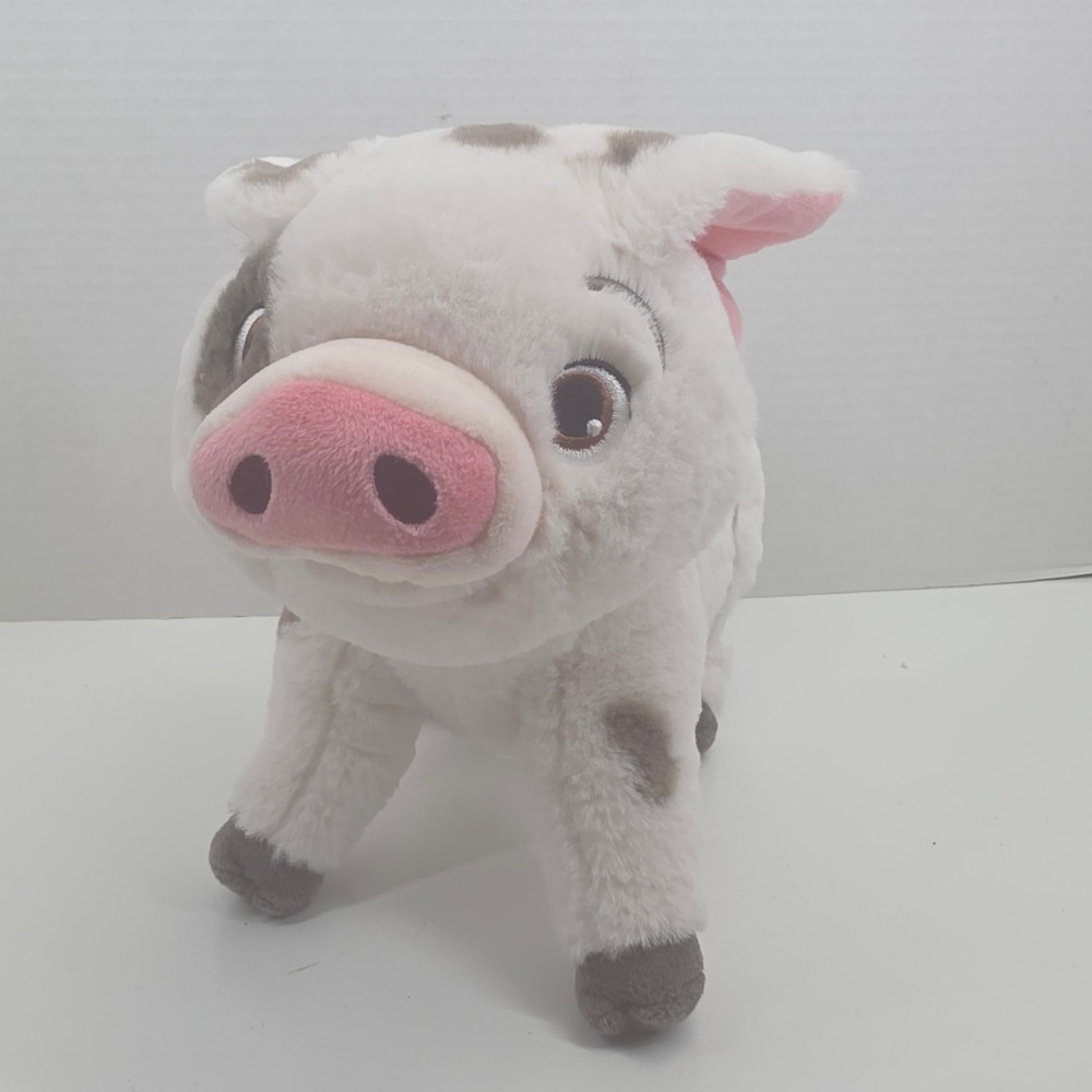 Disney Store Moana Pua Pig Plush White Grey Spotted Stuffed Animal 8 Inch